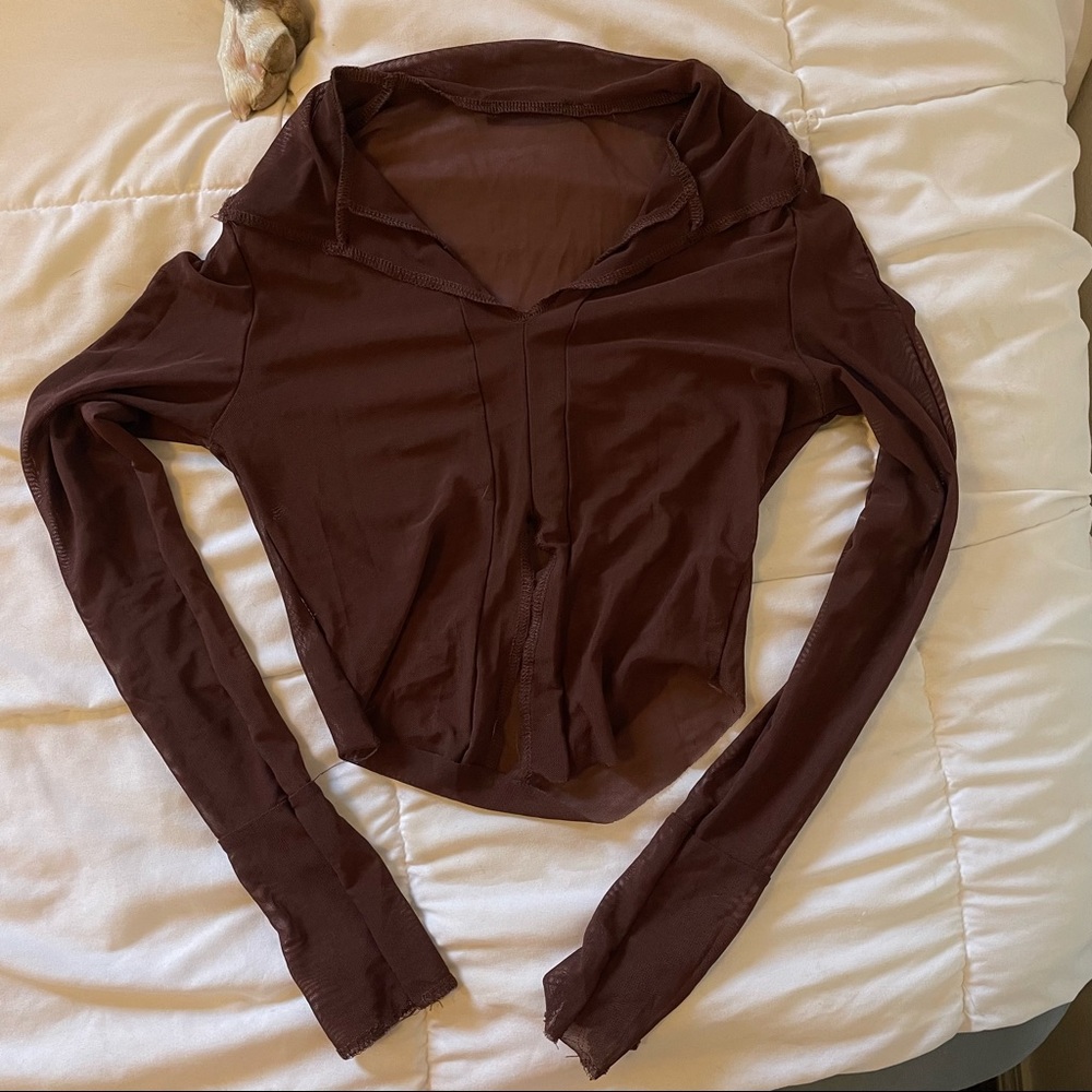 SHEIN mesh brown top.